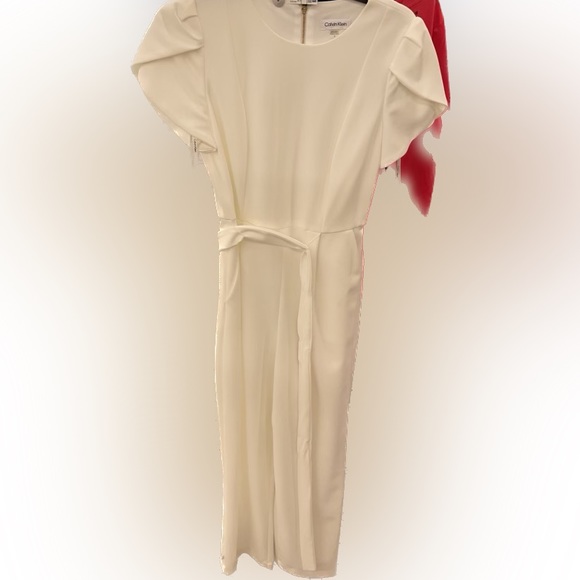 NWT! Women’s Calvin Klein Ivory Business Casual Jumpsuit with Pockets - Picture 7 of 13